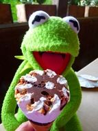 frog kermit eating ice cream