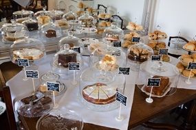 sliced cakes with price tags