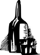 wine bottle with glasses drawing