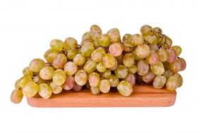 white grape isolated bunch on wood