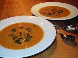 Orange pumpkin soups