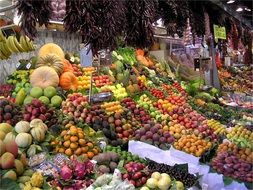 fruits, berries and vegetables at the farmers market