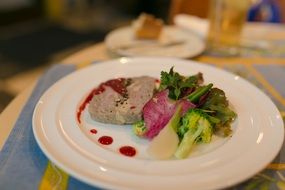 meat with vegetables on plate, healthy food