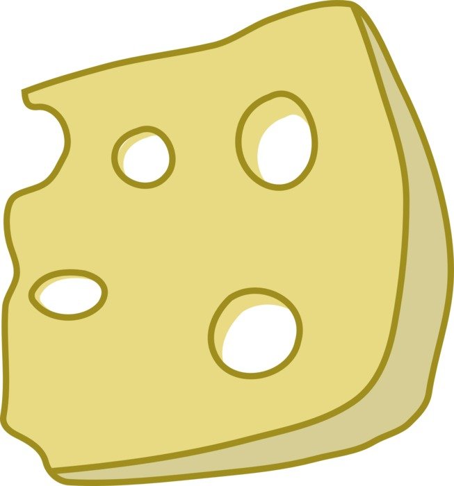 A drawn slice of cheese on a white background