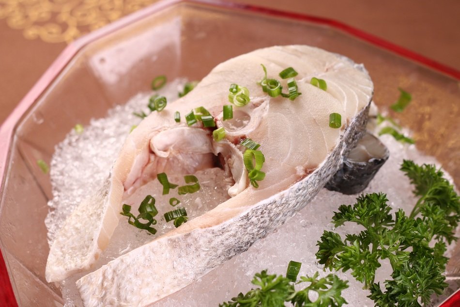 fresh perch fillets on ice