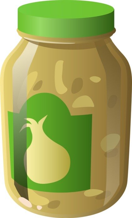 Bottle of garlic and pickles