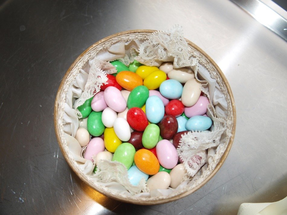 deep plate with lots of candy