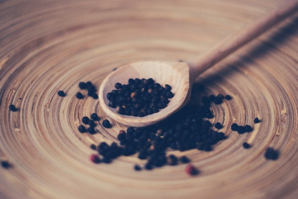 Pepper in the wooden spoon