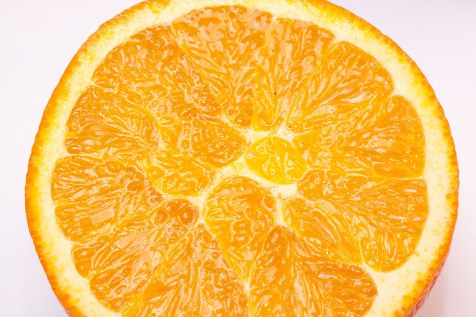 Orange slice on white background