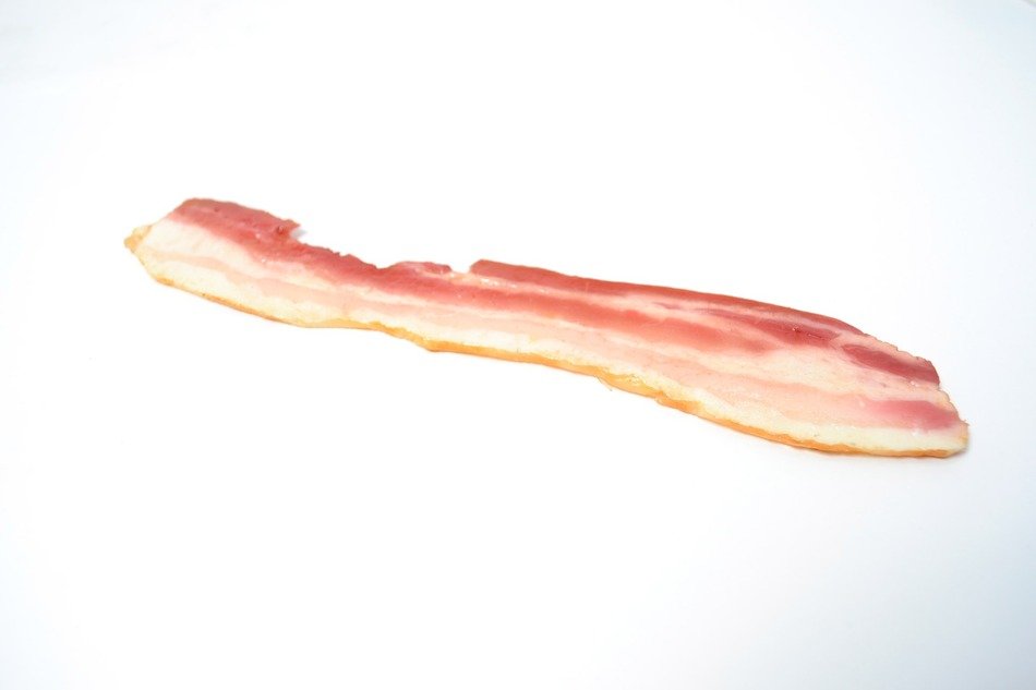 piece of raw bacon