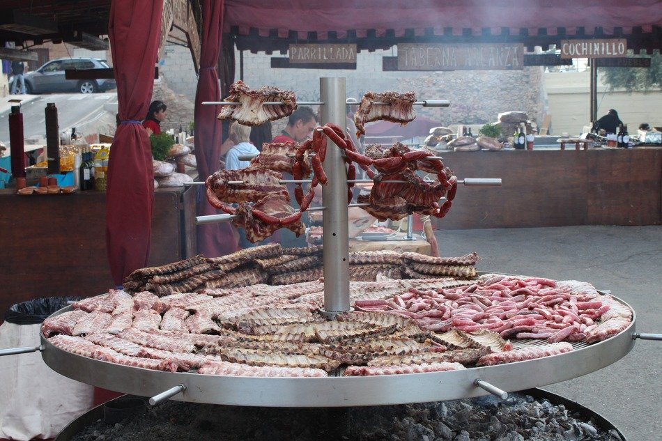 Meat on the grill in Spain