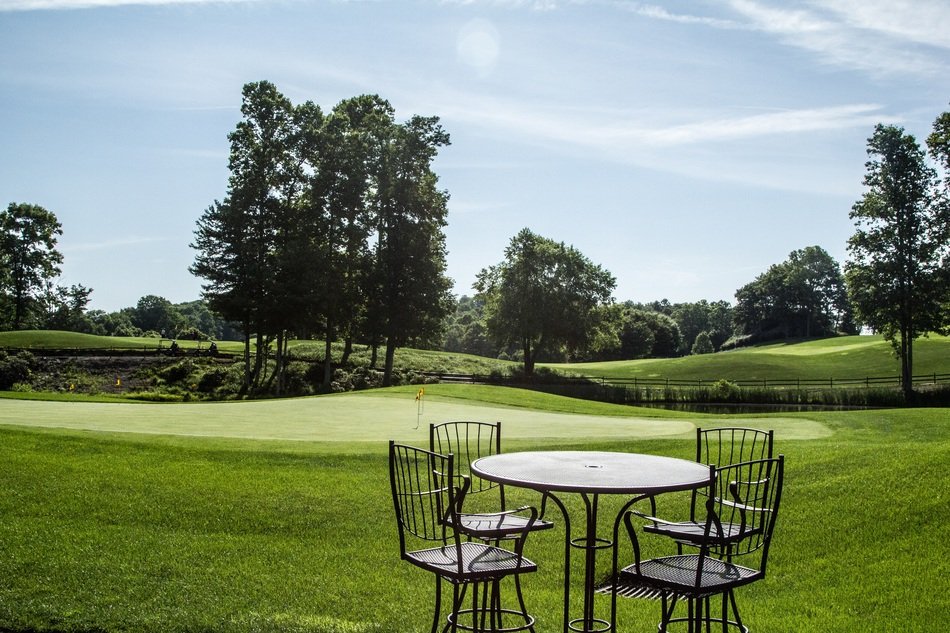 Table and chairs on the golf course