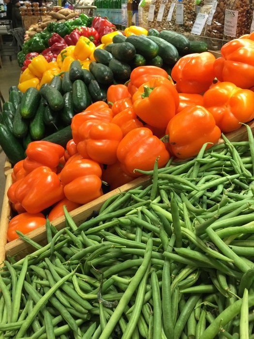 peppers and beans on the market