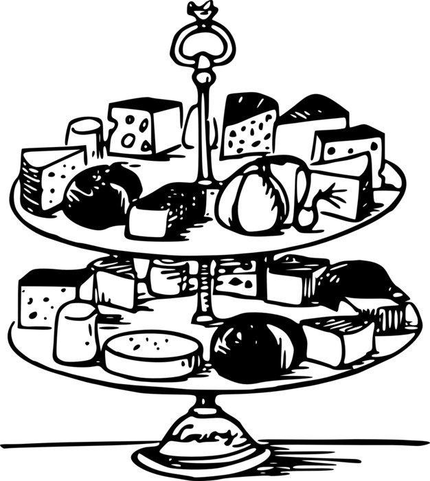 A lot of cheese varities on the tray