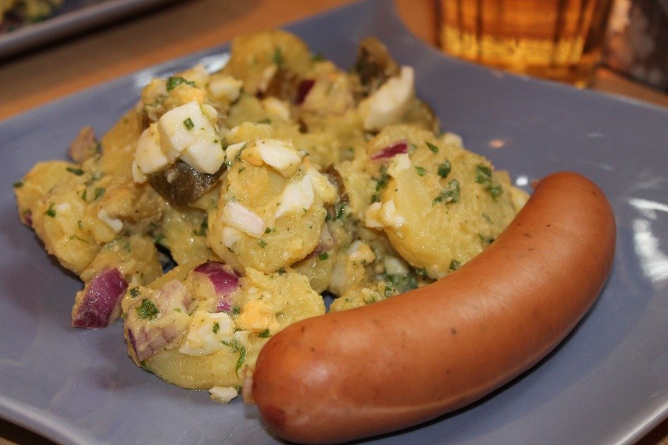 Tasty bockwurst dish in Krakow
