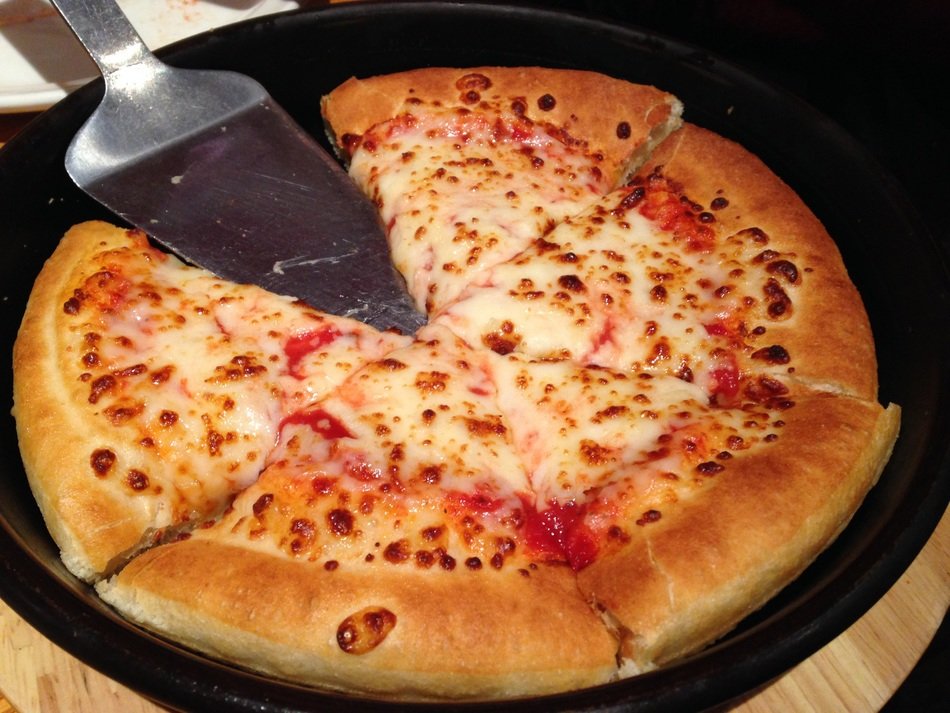 magnificent pizza in a pan