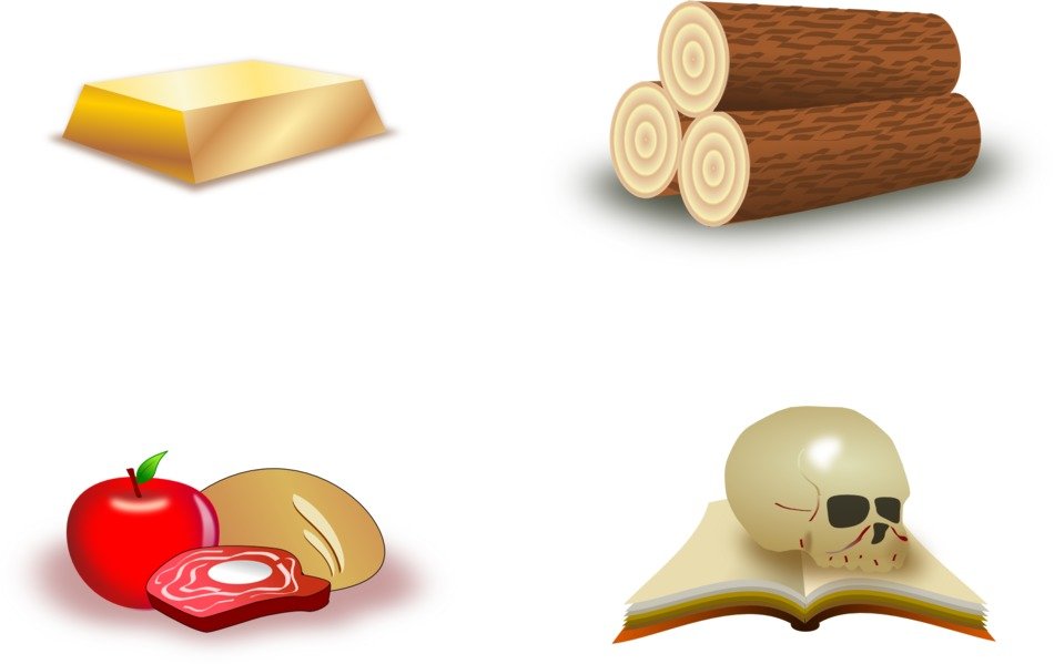 wood trunks and gold bar