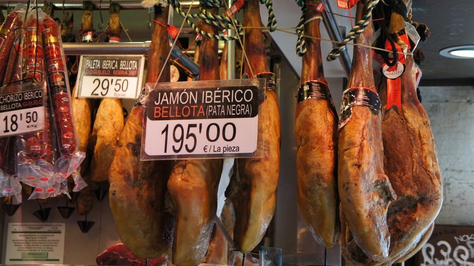 hamon at the farmers market in barcelona