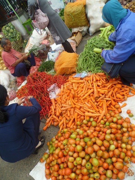 fruits on the ground in the market