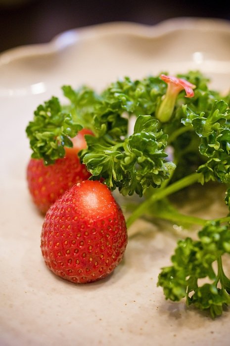 strawberry with parsley