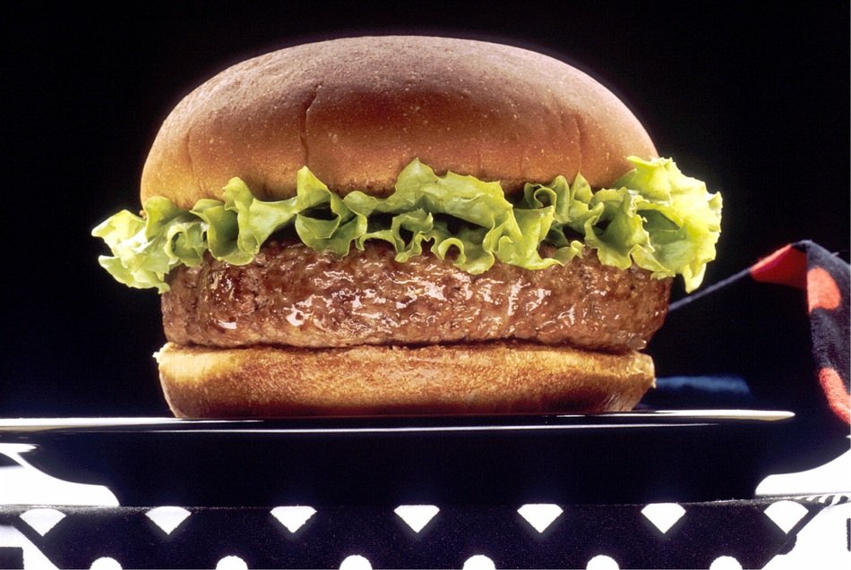 hamburger with lettuce close up