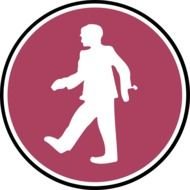 Man Walking In Blue Circle Vector Clip Art
