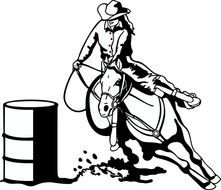 Barrel Racing, cowgirl riding horse