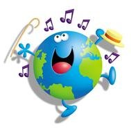 cartoon planet dancing to the music