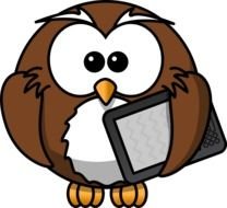 owl with ipad drawing