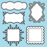 frames of different sizes and shapes on a blue background