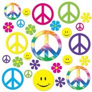 60s party decorations on a white background