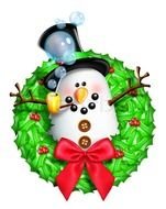 drawn snowman in christmas wreath