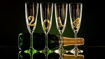 Happy New Year 2014 glass and wine