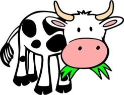 Cartoon Cow Eating Grass N5