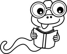 worm with book drawing