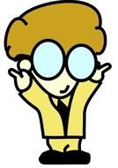 cartoon character with blue glasses as a picture for clipart
