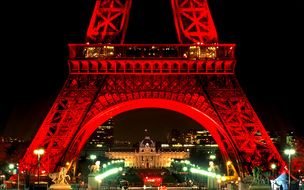 eiffel tower in red lighting as picture for clipart
