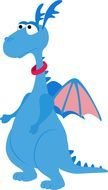 Beautiful and cute blue dragon clipart