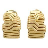 Bulgari Textured Yellow Gold Huggie Earrings