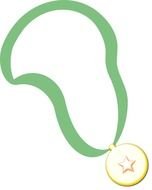 Gold Medal with green ribbon drawing