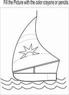 Black and white drawing of the boat on the water clipart