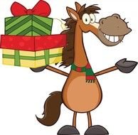 cartoon horse with gifts
