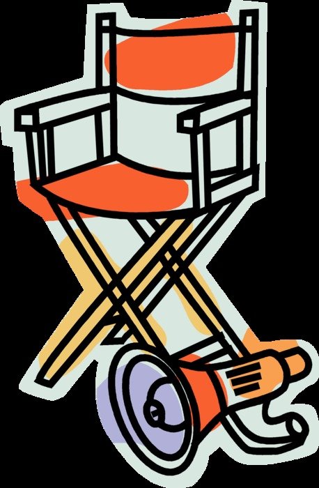 drawing of a loudspeaker near a chair on a black background