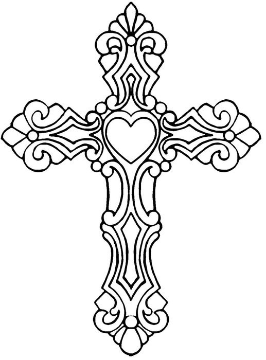 Cross With Heart in center, Tattoo Drawing