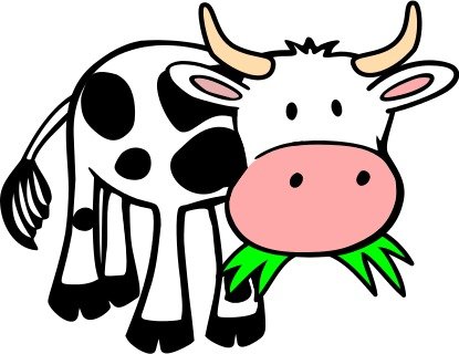 Cartoon Cow Eating Grass N5