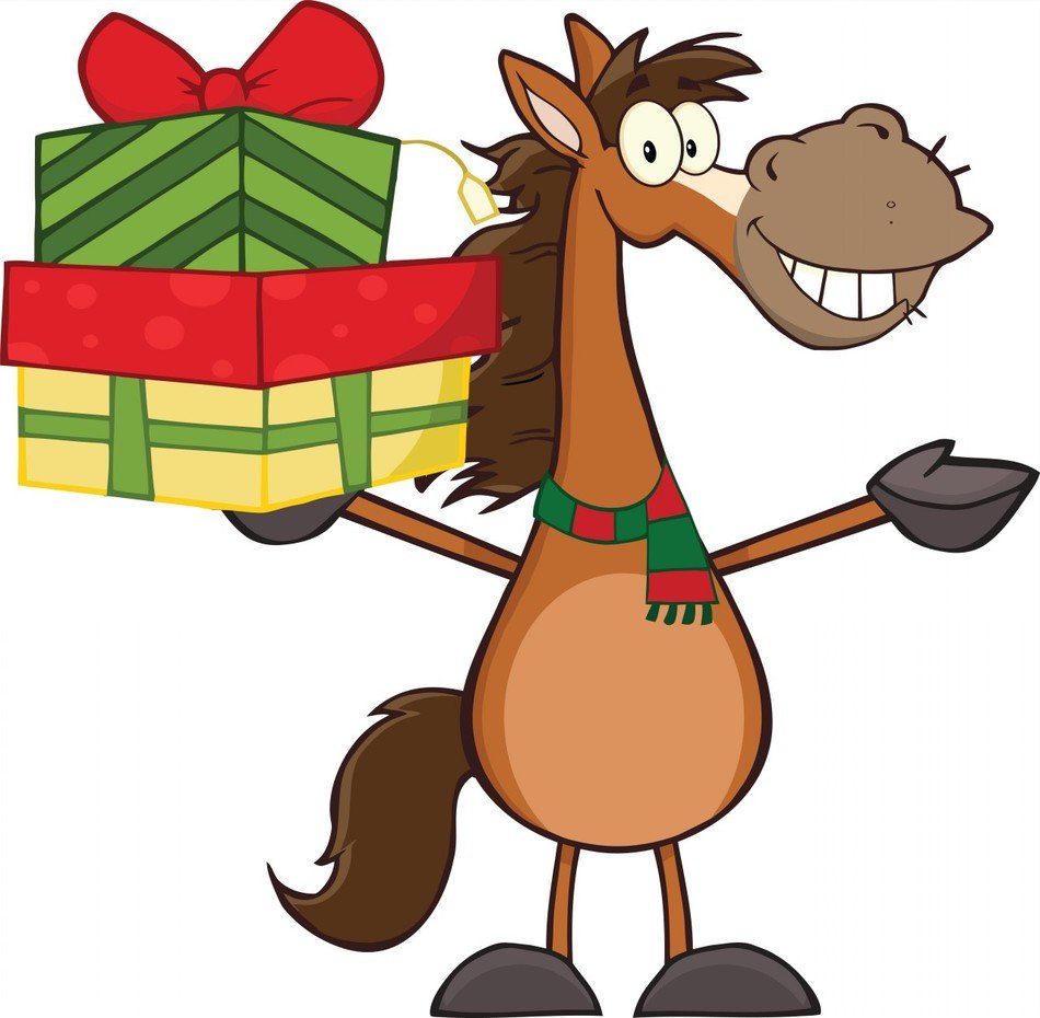 cartoon horse with gifts