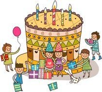 cartoon birthday cake as a picture for clipart