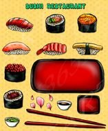 clip art with sushi