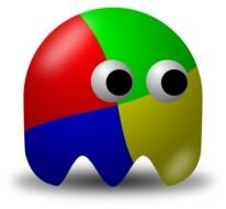 figure with colorful puzzles