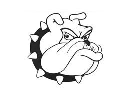 black and white drawing of a scared bulldog